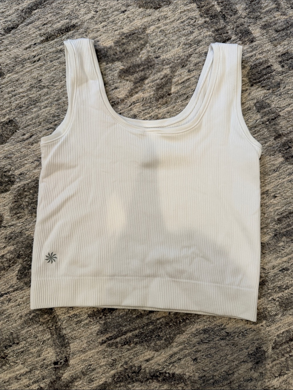 Athleta White Ribbed Scoop Tank
